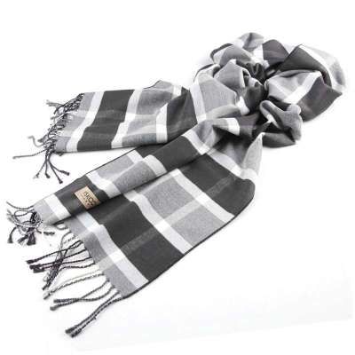 玛诗杜桑蚕丝围巾 简洁灰色格子围巾 MS-5012