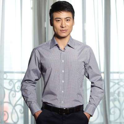 HODO红豆男士休闲小格子长袖衬衫HDECS2285(小格子38)