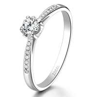 爱迪尔珠宝 IDEAL 舒心18K金钻石女戒 订婚戒指