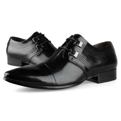 ZERO意大利零度流行男式正装皮鞋头层牛皮正装皮鞋黑色S93035(39)