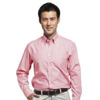 HODO红豆男装商务扣领修身纯色长袖衬衫HDZCS2101(P09粉色39)