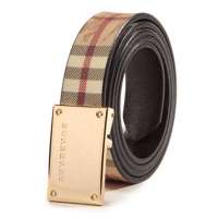 BURBERRY 巴宝莉 女士经典抛光饰牌腰带3741143米色格纹