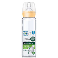 飞利浦 新安怡标准口径玻璃奶瓶(8安士)240ml/8oz(M)奶嘴