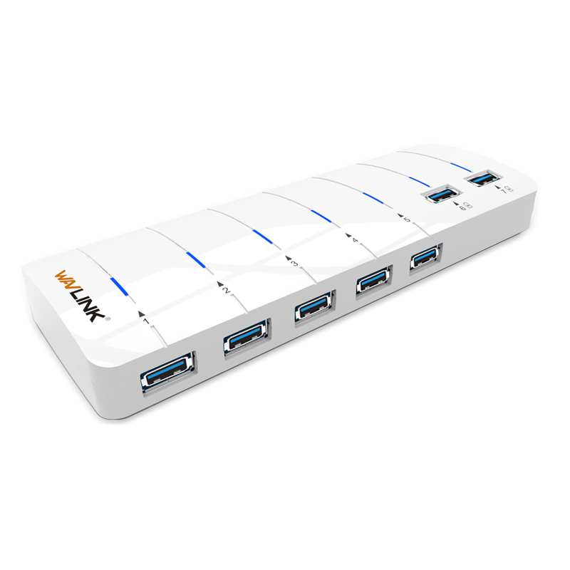 睿因(wavlink )USB3.0 HUB 带电源7口高速扩展多接口电脑USB3.0分线器集线器支持快速充电