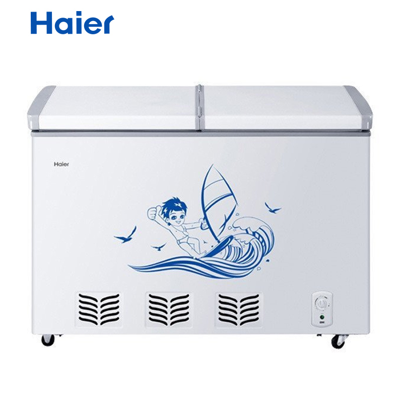 海尔（Haier）FCD-217SE(白色) 217升冰柜 卧式冰箱 蝶形门 侧掀门 双温冷柜 电脑控温 家用商用二合一