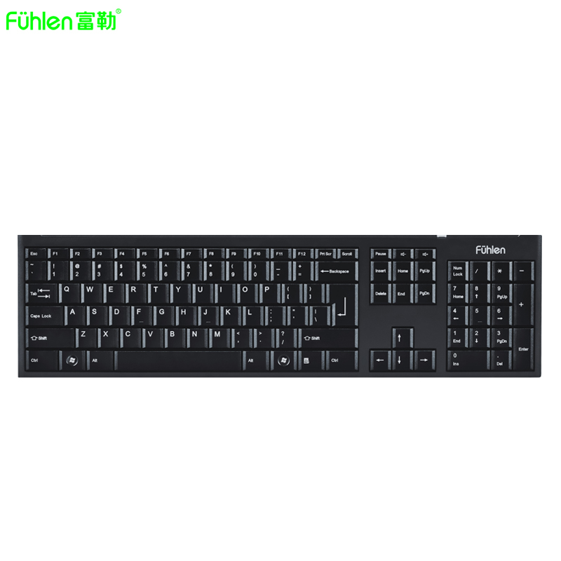 富勒(Fuhlen)K350 USB笔记本电脑办公纤薄无线键盘防水静音纤薄键盘 黑色