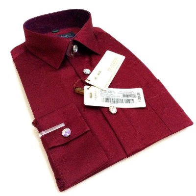 苏科尔男士酒红色长袖衬衫4S15A59