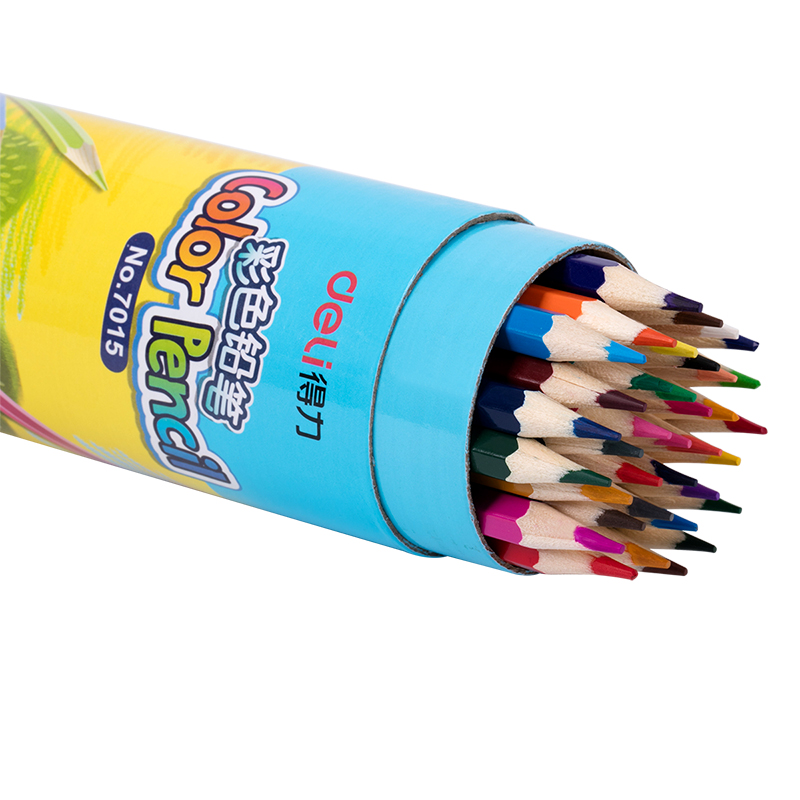 Deli 得力36色绘画艺术写生彩铅彩色铅笔 桶装 包装颜色随机7015高清大图