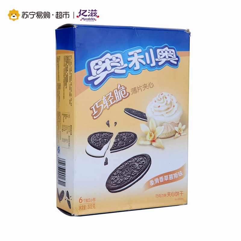 奥利奥 巧轻脆薄片夹心饼干(柔滑香草慕斯味)312g/盒(家庭装)