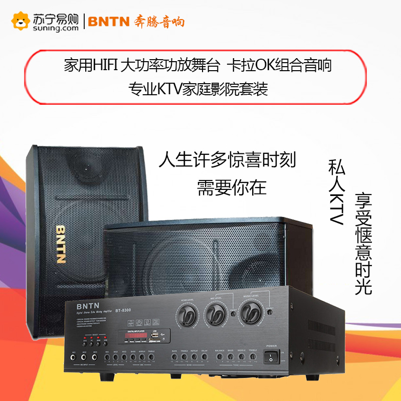 奔腾(BNTN) BT-8300专业KTV家庭影院套装音响 家用HIFI大功率功放/舞台卡拉OK组合音响