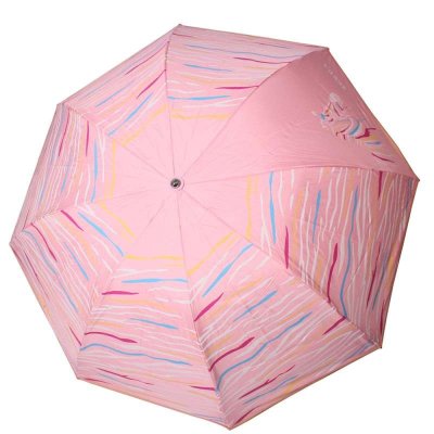 天堂伞 彩纹斑马黑胶丝印防紫外线三折全钢蘑菇钢晴雨伞 粉红 33012E