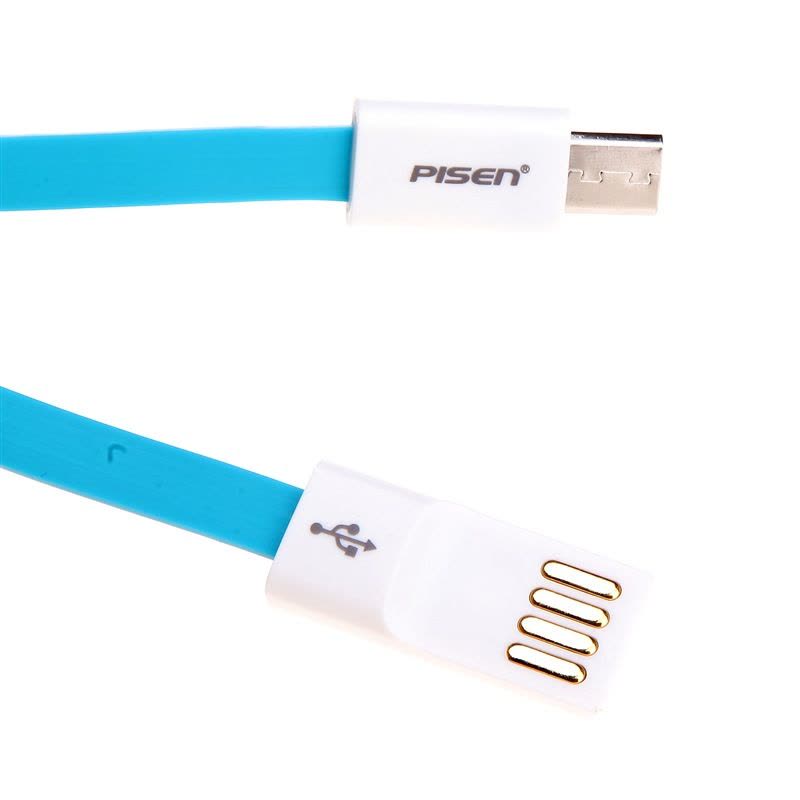 Pisen/品胜 Micro USB数据充电线II 小面条 扁线 小米 三星 华为 联想 酷派等安卓适用湖水蓝800mm图片