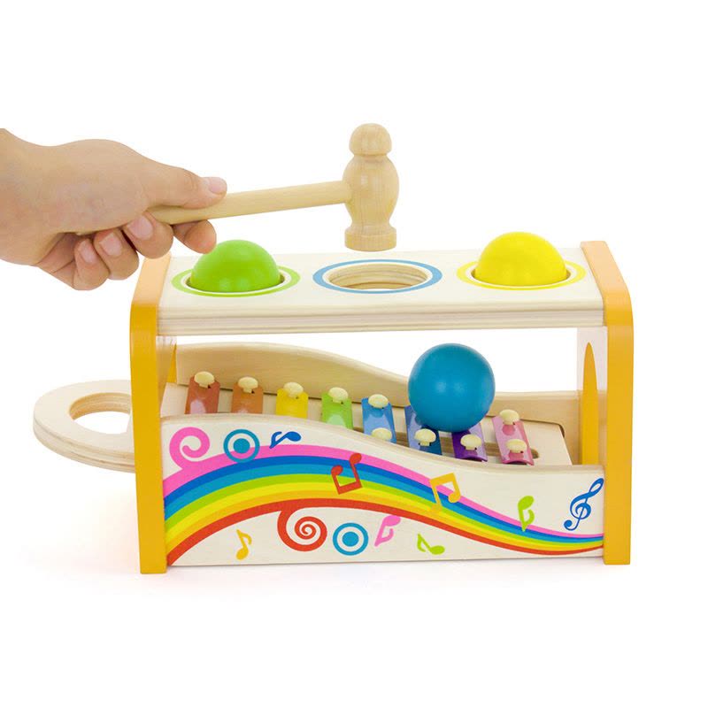 木玩世家木制玩具音乐敲球台3-6周岁儿童益智音乐启蒙玩具QJH1801图片