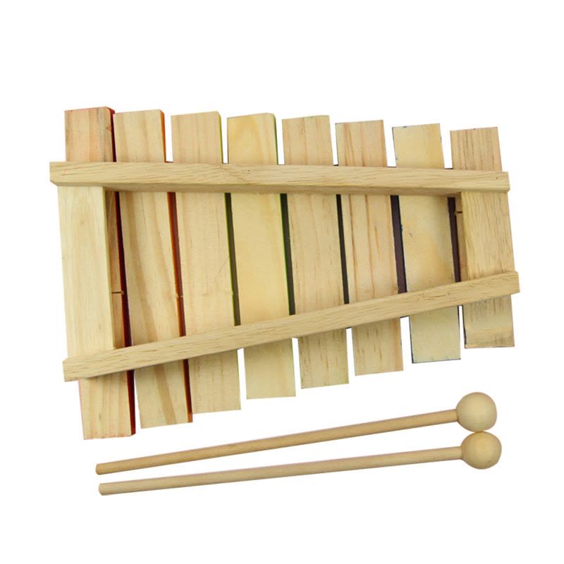 木玩世家儿童音乐启蒙玩具木制八色八音琴敲打玩具敲琴台BH3401图片