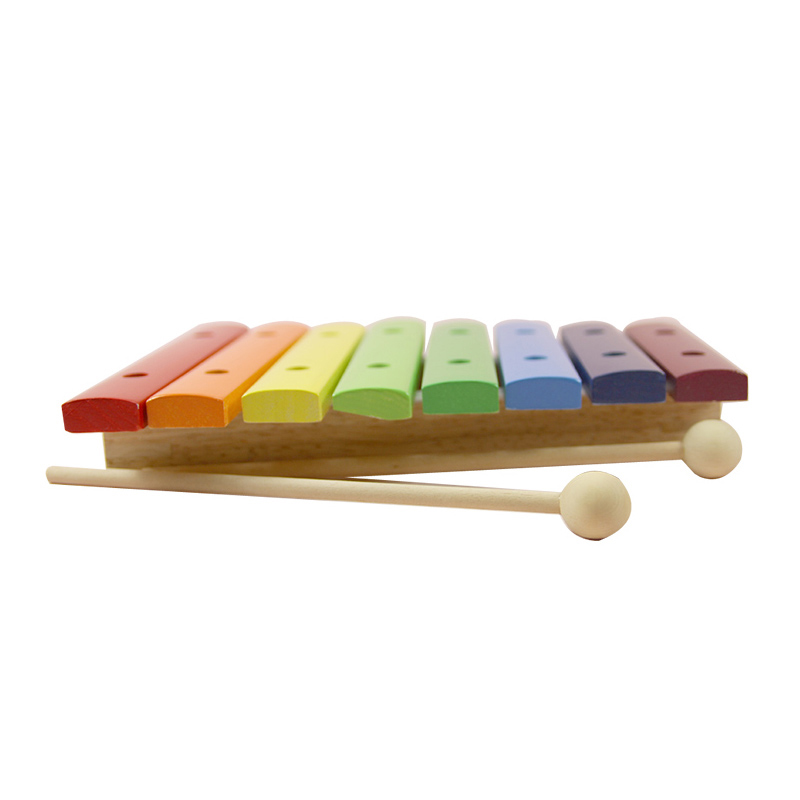 木玩世家儿童音乐启蒙玩具木制八色八音琴敲打玩具敲琴台BH3401高清大图