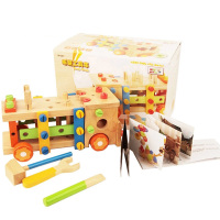 木玩世家儿童益智玩具宝宝拆装工具车螺母组合拼装早教拼插玩具车 BH3301