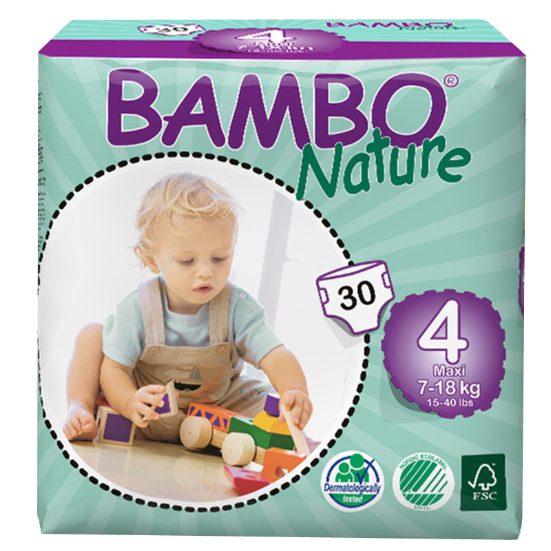 丹麦原装BAMBO Nature班博自然系列 宝宝婴儿透气纸尿裤尿不湿 4号30片7-18KG