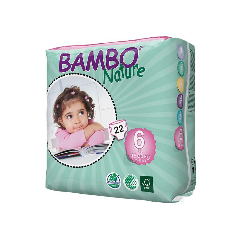 丹麦原装BAMBO Nature班博自然系列 宝宝婴儿透气纸尿裤尿不湿 6号22片16-30KG