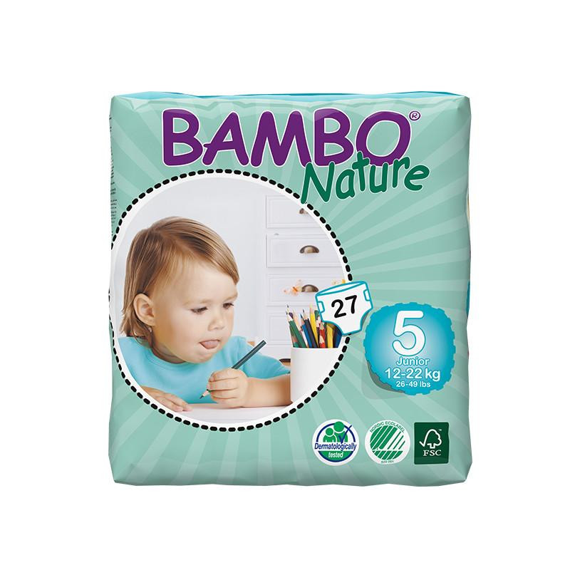 丹麦原装BAMBO Nature班博自然系列 宝宝婴儿透气纸尿裤尿不湿 5号27片12-22KG