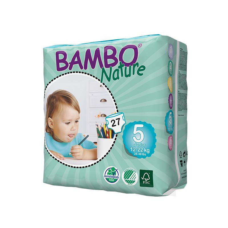 丹麦原装BAMBO Nature班博自然系列 宝宝婴儿透气纸尿裤尿不湿 5号27片12-22KG