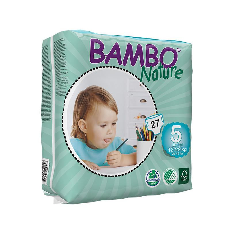 丹麦原装BAMBO Nature班博自然系列 宝宝婴儿透气纸尿裤尿不湿 5号27片12-22KG