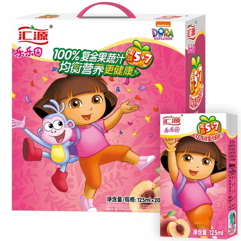 [苏宁超市]汇源 100%桃复合果蔬汁125ml*20盒 (儿童专属)礼盒图片