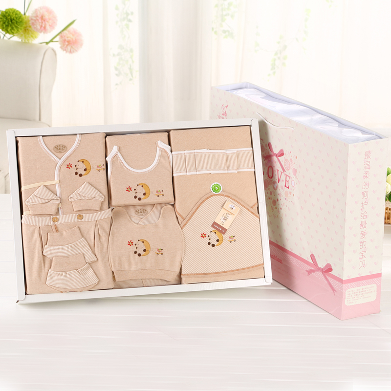 香港亿婴儿 彩棉婴儿内衣礼盒10件套宝宝内衣服饰套装婴幼儿通用宝宝礼品 Y7006高清大图