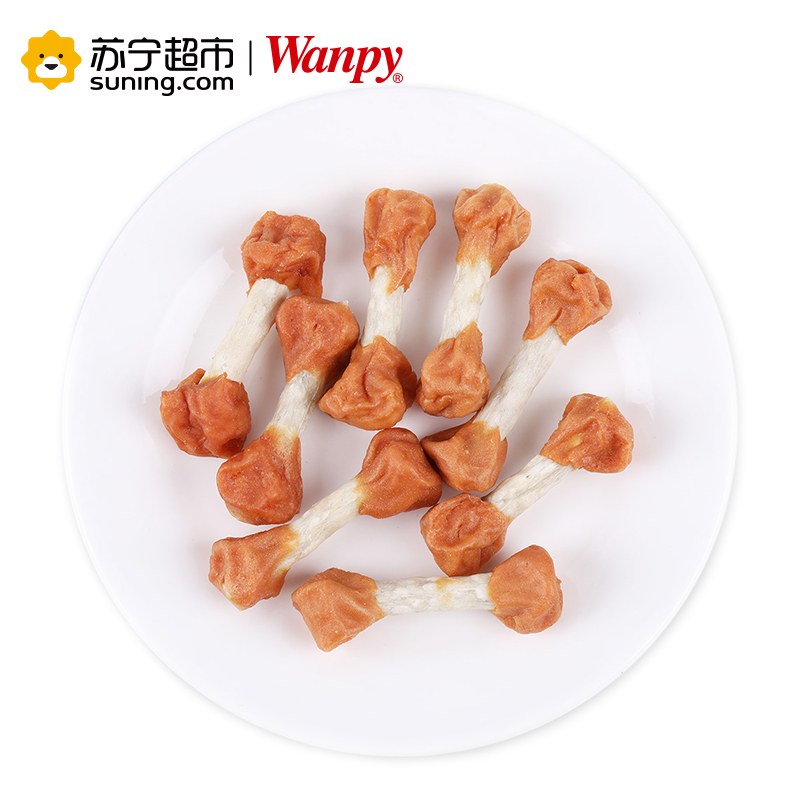 [苏宁超市]顽皮Wanpy犬用鸡肉哑铃100g 宠物食品 犬用零食 宠物零食 肉干/肉条