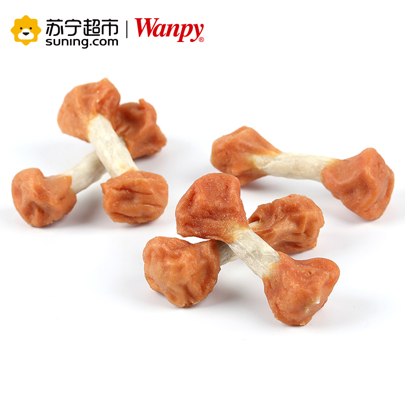 [苏宁超市]顽皮Wanpy犬用鸡肉哑铃100g 宠物食品 犬用零食 宠物零食 肉干/肉条