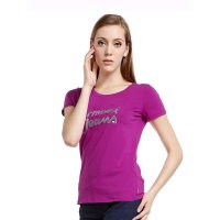 A14204W32110AJ53 Armani Jeans夏季女性深粉色字母圆领短袖T恤