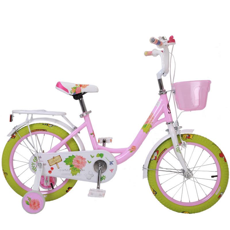 兰Q自行车甜蜜花园系列12/14/16/18寸卡通儿童自行车 女式安全多彩 玫瑰红 18寸图片