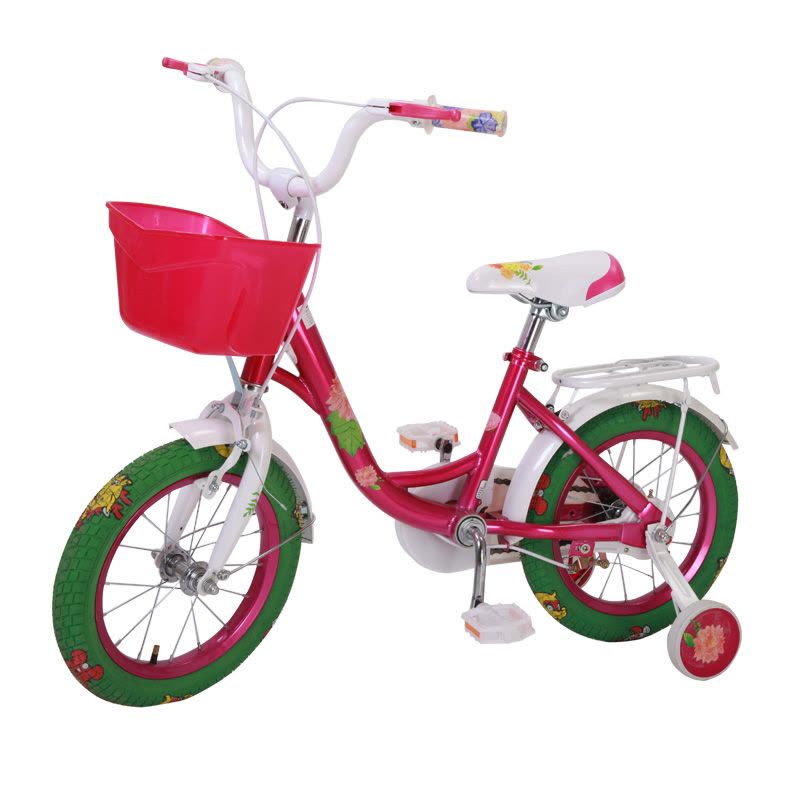 兰Q自行车甜蜜花园系列12/14/16/18寸卡通儿童自行车 女式安全多彩 玫瑰红 18寸图片