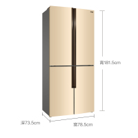 美菱(MELING)BCD-448ZP9CX 448升 十字对开门 对开门冰箱 冰箱变频 冰箱家用 电冰箱(金)