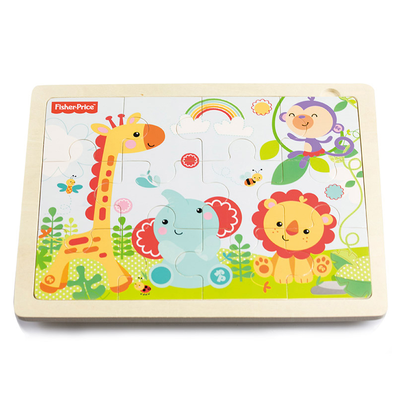 费雪 Fisher Price 动物乐园拼图拼板 FP7002A儿童玩具 益智 木质拼图