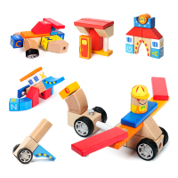 特宝儿(Topbright) 城市交通积木 儿童木制拼装插积木玩具1-2-3-6周岁宝宝大颗粒积木益智力玩具120114