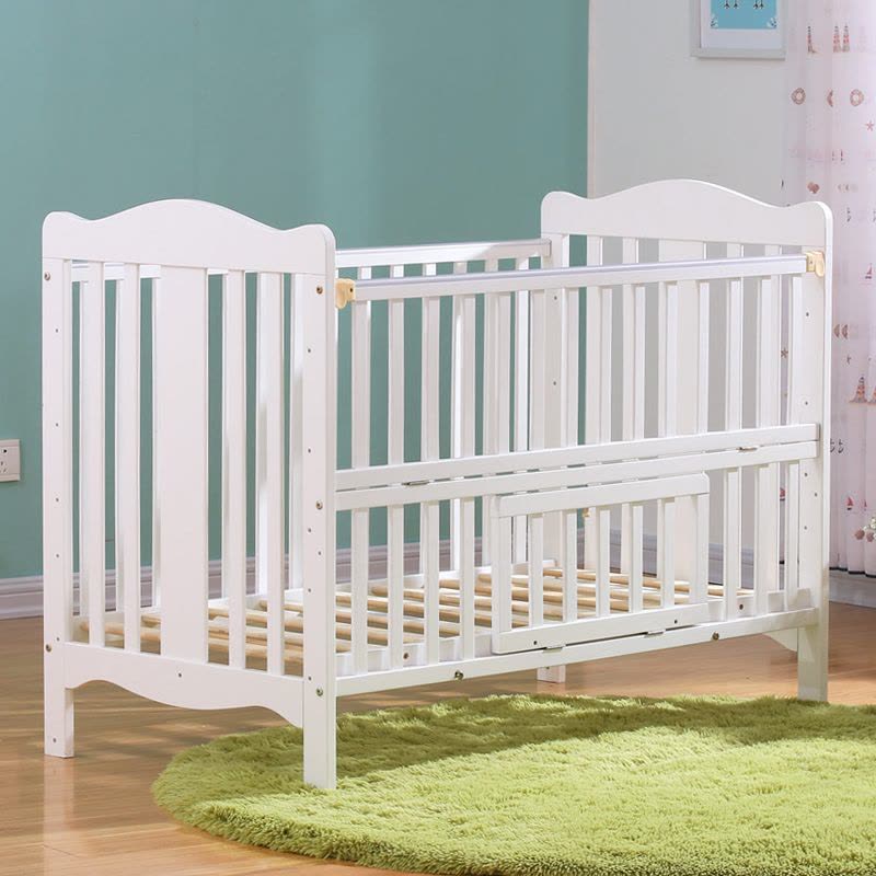 霖贝儿(LINBEBE)西迪布赛系列可拼接婴儿床可变书桌松木儿童床bb床高度可调多功能储物宝宝床图片