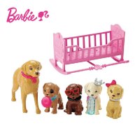 芭比CLK39芭比娃娃狗狗集合组女孩过家家迷你宠物狗玩具礼盒生日礼物