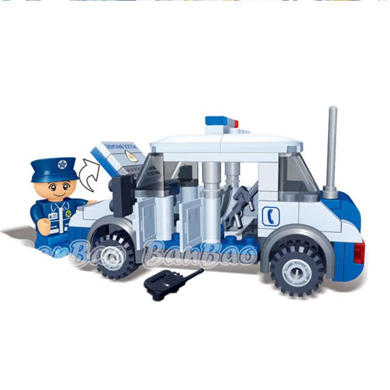 [小颗粒]邦宝益智拼插积木男孩警察玩具礼物警车船水上巡警8342图片
