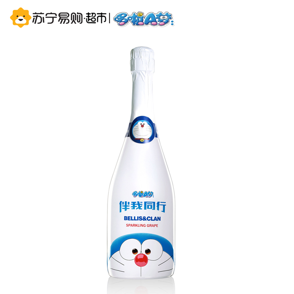 哆啦A梦无醇起泡葡萄汁750ml*1瓶