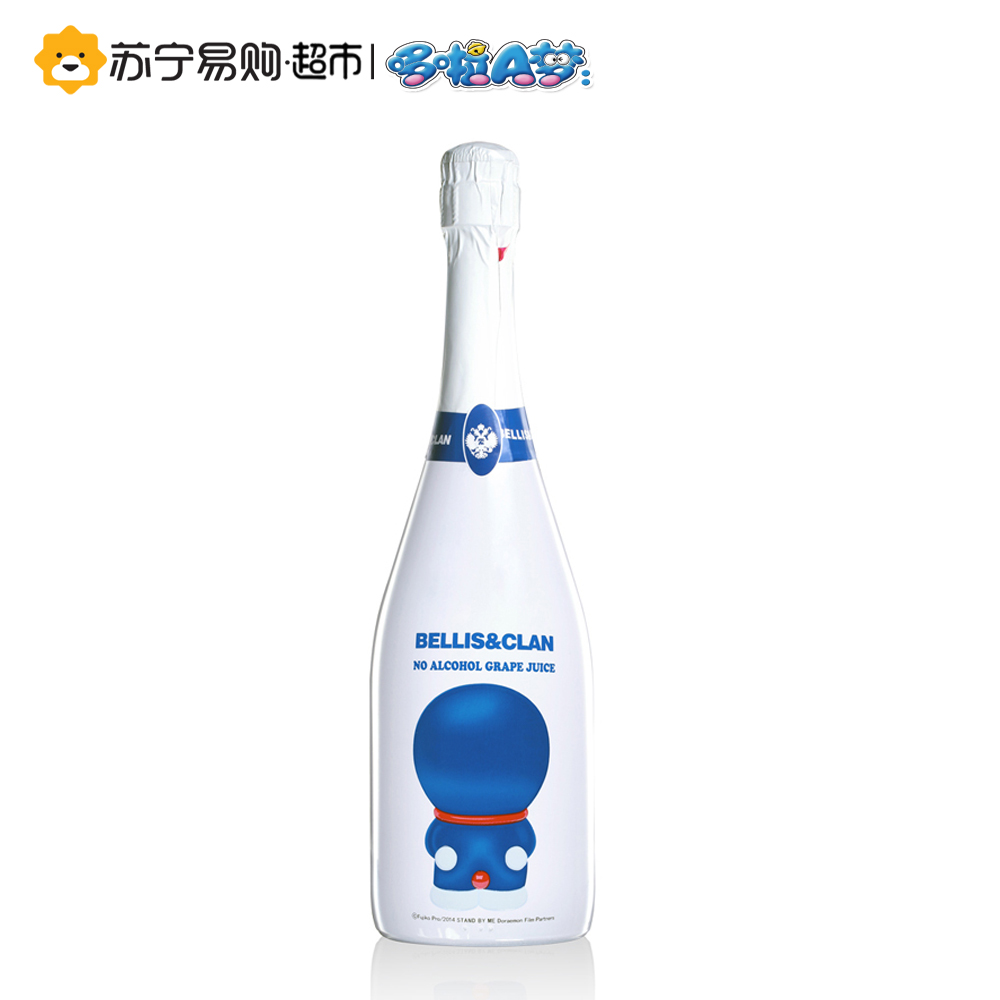 哆啦A梦无醇起泡葡萄汁750ml*1瓶