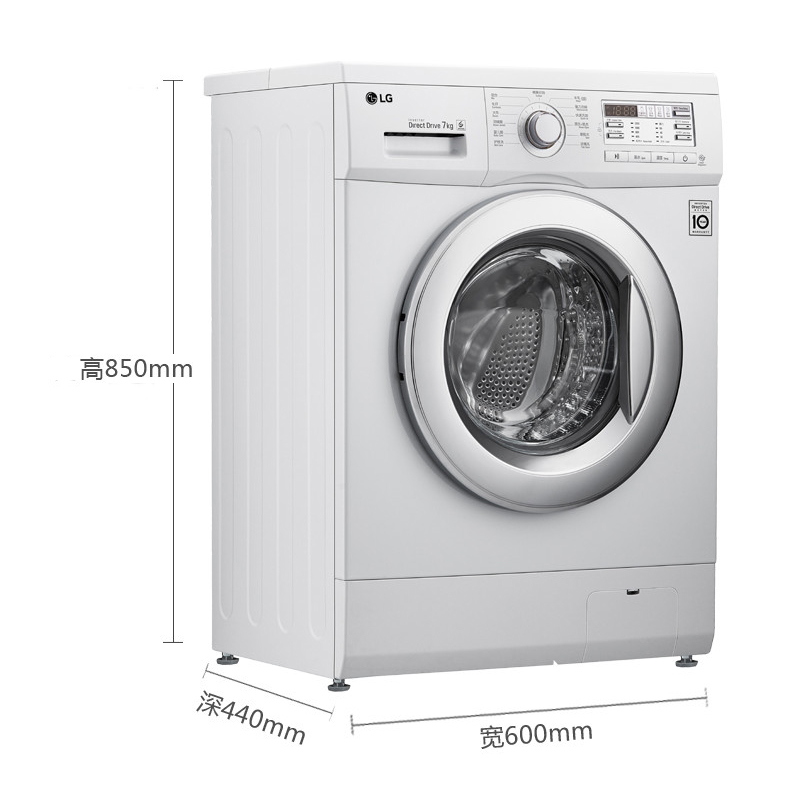 LG WD-HH1431D 7公斤直驱DD变频滚筒洗衣机 44CM纤薄 智能手洗模式 高温洗涤 (白色)高清大图