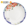 韵唐 釉中彩骨瓷餐具 天香花苑 中式7.5英寸饭盘4只装 家用菜盘 饭盘套装 西餐盘子