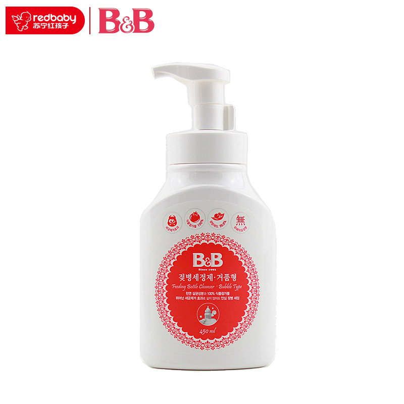 韩国进口 保宁(B&B)奶瓶清洁剂100%食物添加物泡沫型450ml