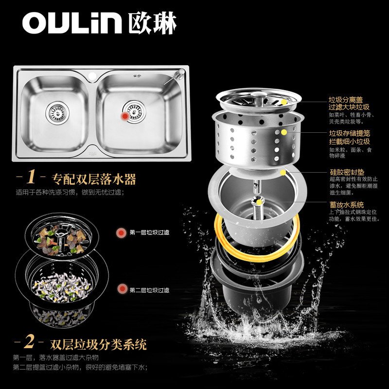 欧琳Oulin特大水槽套OLWG83460双水槽套