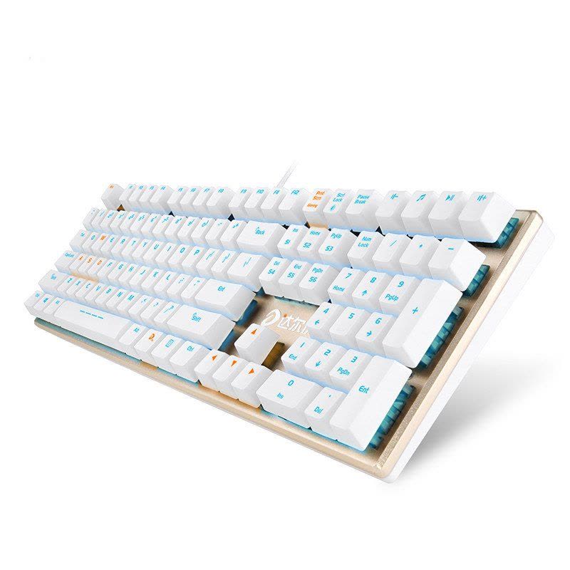达尔优(dare-u)108键有线机械键盘电竞键盘游戏键盘办公家用台式机笔记本通用网咖网吧键盘USB108键1代白色青轴图片