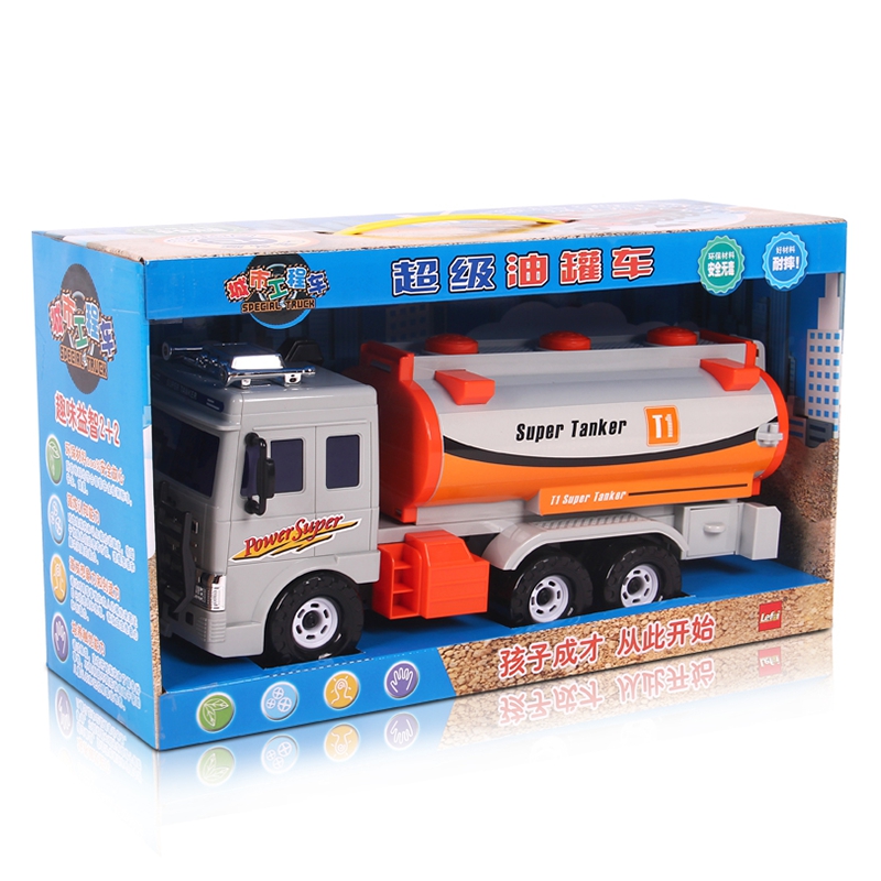 乐飞(LEFEI)城市工程车系列 9913油罐车 大号燃气惯性车 男孩模型玩具汽车3-6岁