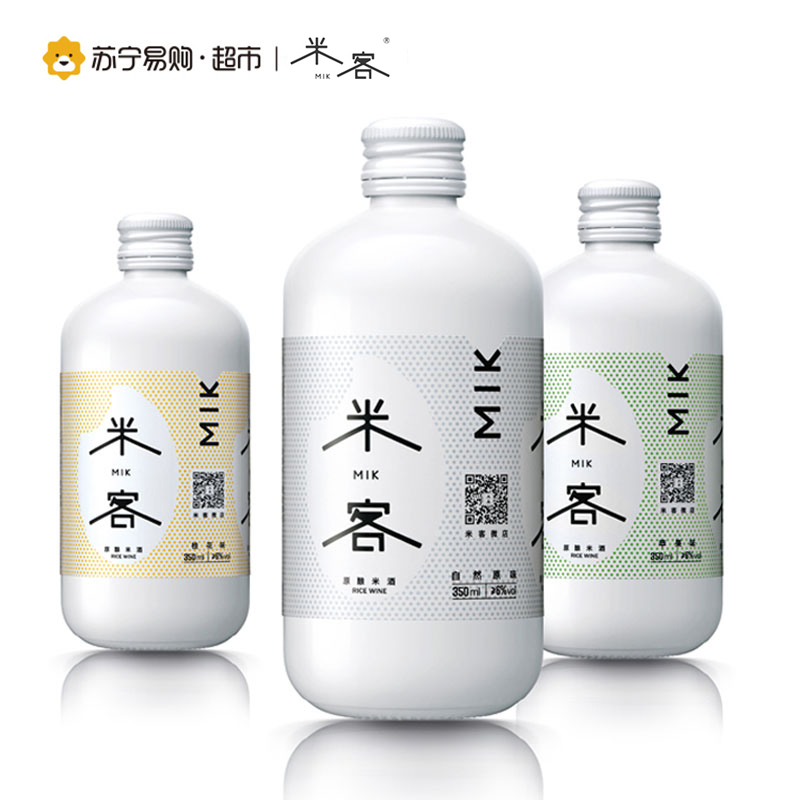 MIK米酒原酿米酒 三种口味组合装(自然原味、苹果味、桂花味) 350ml*3瓶