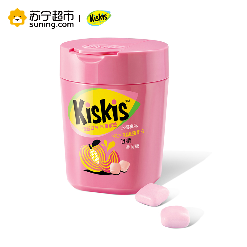 KISKIS酷滋咀嚼薄荷糖（水蜜桃味）52g/瓶