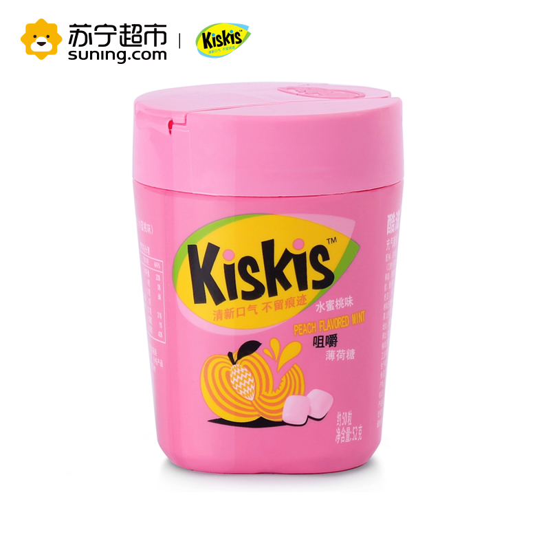 KISKIS酷滋咀嚼薄荷糖（水蜜桃味）52g/瓶