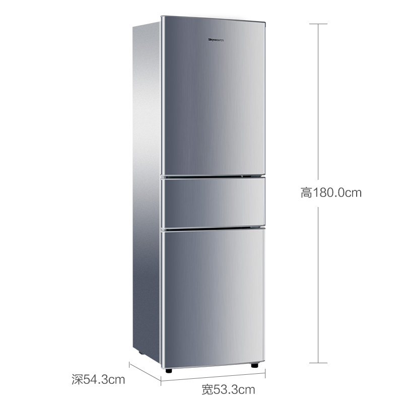创维(SKYWORTH)BCD-182T 182升 三门冰箱 中门软冷冻 冷藏冷冻小型电冰箱(银)高清大图